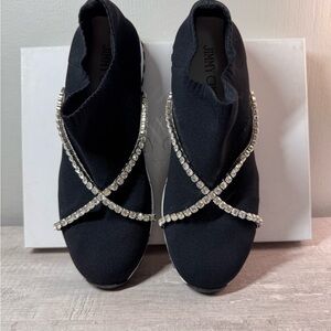 Jimmy Choo Black Sneakers with Crystal Embellishments